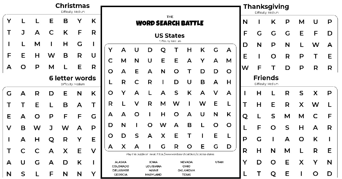 100+ Printable Word Searches