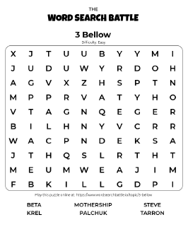 Printable 3 Bellow Word Search