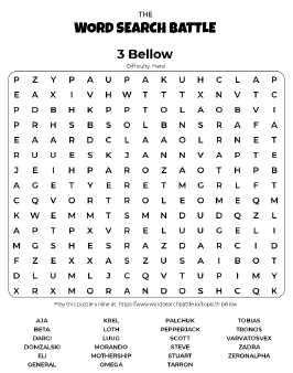 Printable 3 Bellow Word Search