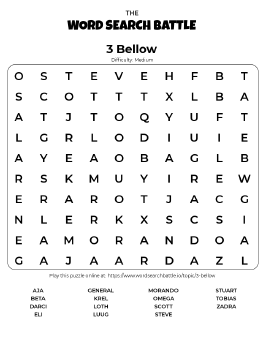 Printable 3 Bellow Word Search