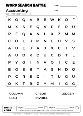 Printable Easy Accounting Word Search