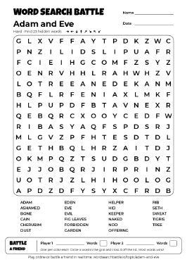Printable Adam and Eve Word Search