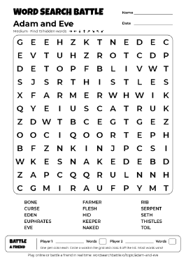 Printable Adam and Eve Word Search