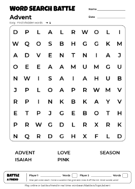 Printable Easy Advent Word Search