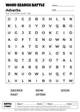 Printable Easy Adverbs Word Search