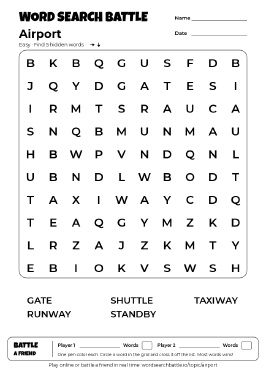 Printable Airport Word Search