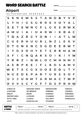Printable Airport Word Search