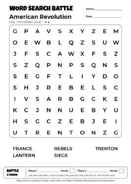 Printable American Revolution Word Search