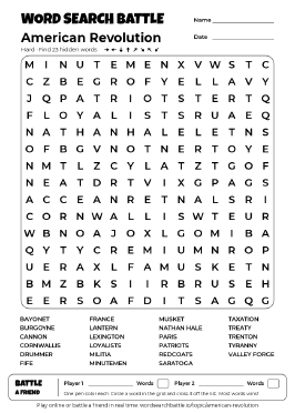 Printable American Revolution Word Search