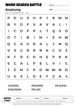Printable Anatomy Word Search