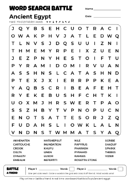 Printable Hard Ancient Egypt Word Search