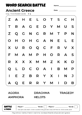 Printable Ancient Greece Word Search