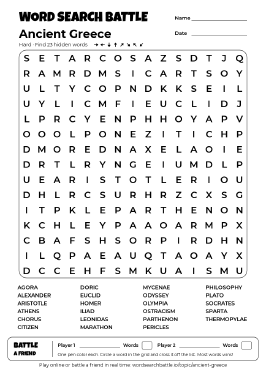 Printable Ancient Greece Word Search