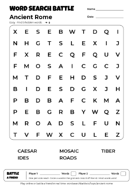 Printable Ancient Rome Word Search