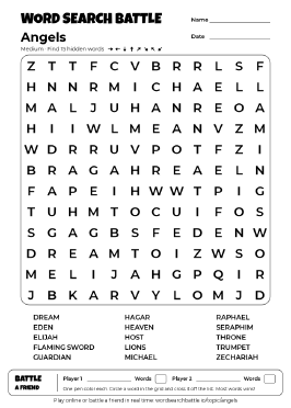 Printable Angels Word Search