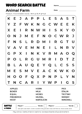 Printable Animal Farm Word Search