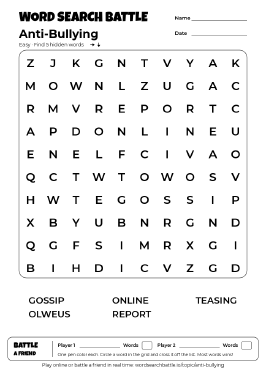 Printable Anti-Bullying Word Search