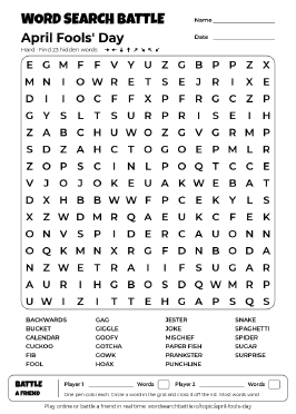 Printable April Fools' Day Word Search