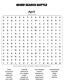 Printable April Word Search