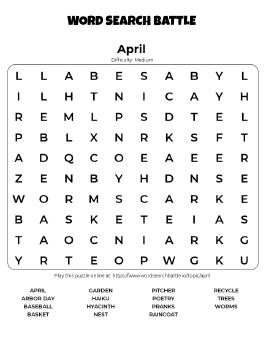 Printable April Word Search