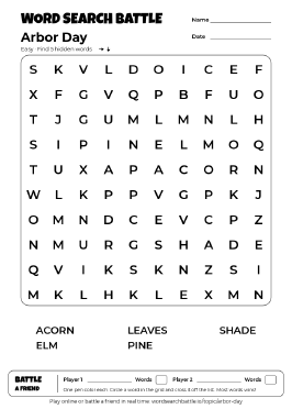 Printable Arbor Day Word Search