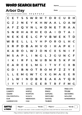 Printable Arbor Day Word Search