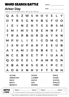 Printable Arbor Day Word Search