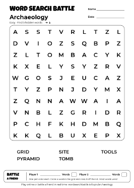 Printable Archaeology Word Search