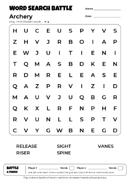 Printable Easy Archery Word Search