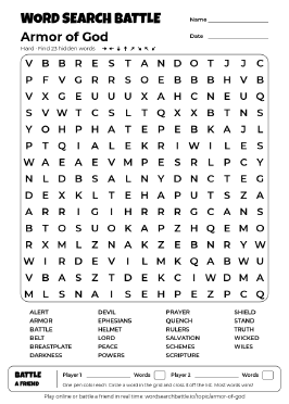 Printable Armor of God Word Search