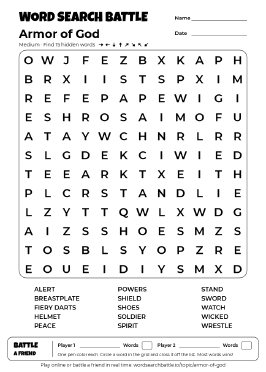 Printable Armor of God Word Search Preview