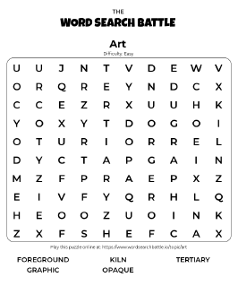 Printable Art Word Search