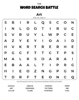 Printable Art Word Search