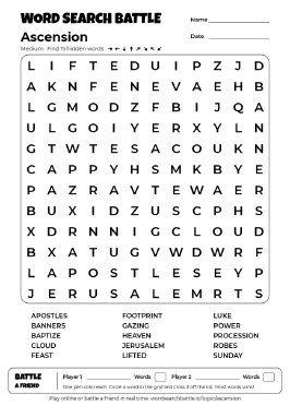 Printable Medium Ascension Word Search