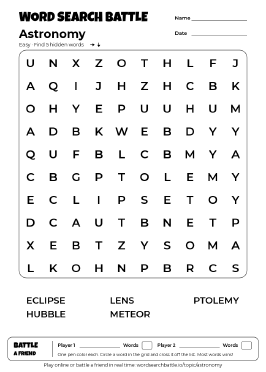 Printable Astronomy Word Search