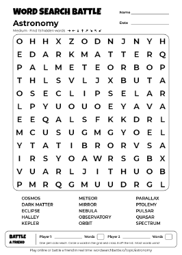 Printable Astronomy Word Search