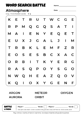 Printable Easy Atmosphere Word Search