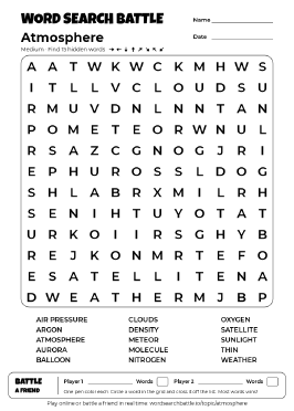 Printable Medium Atmosphere Word Search