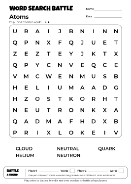 Printable Atoms Word Search