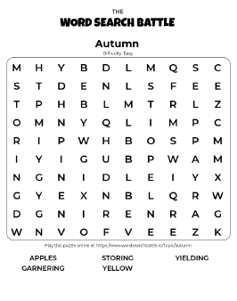 Printable Autumn Word Search