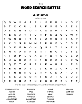 Printable Autumn Word Search