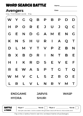 Printable Avengers Word Search