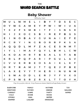 Printable Baby Shower Word Search