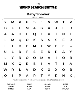 Printable Baby Shower Word Search Preview