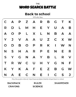 Printable Back to School Word Search