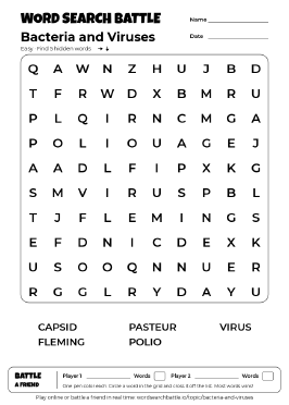 Printable Bacteria and Viruses Word Search
