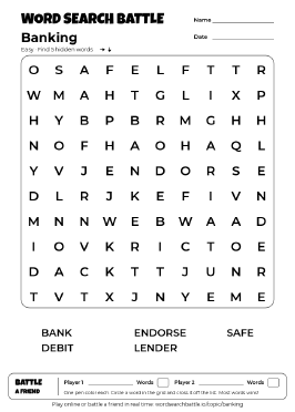 Printable Easy Banking Word Search