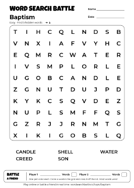 Printable Baptism Word Search