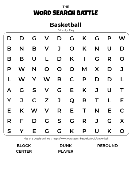 Printable Easy Basketball Word Search