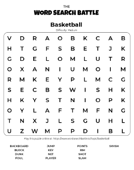 Printable Basketball Word Search